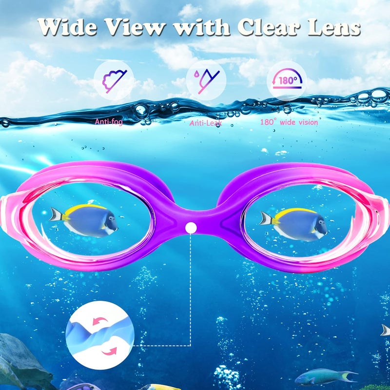 EWPJDK Kids Swim Goggles - 2 Pack Swimming Goggles Anti Fog No Leaking For Kids Age 3-15 - Image 3